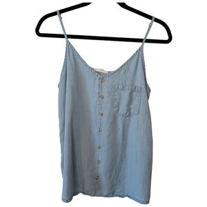 E & M Light Blue Button-Up Women's Top